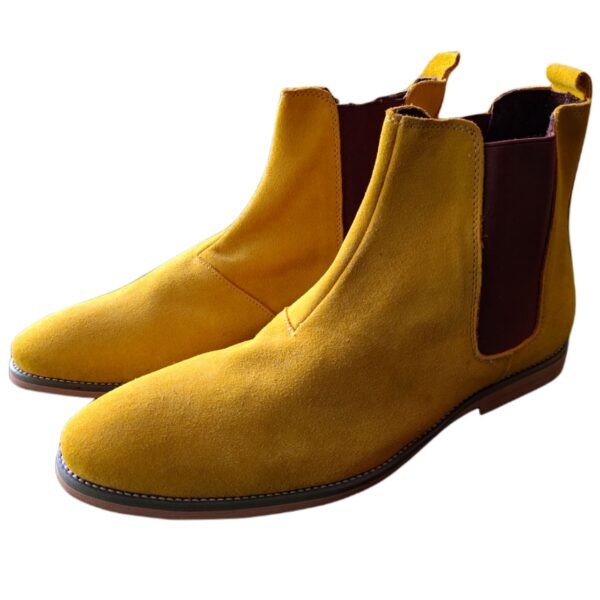Yellow Chelsea Boots for Men. Suede Boots and Suede Shoes available at Fashion Clinik in Kampala Uganda