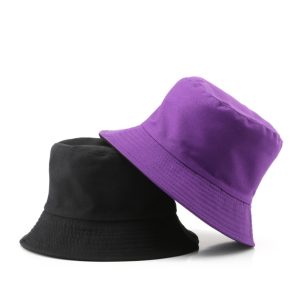 Plain 2in1 Bucket Hats for both men and women. Purple Top, Black Inside