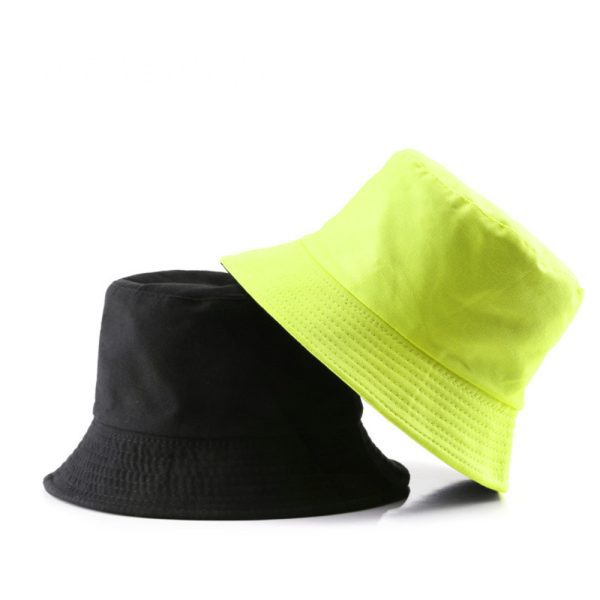 Plain 2in1 Bucket Hats for both men and women. Lemon Green Top, Black Inside