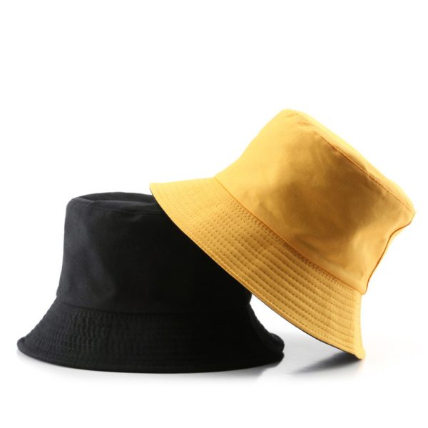 Plain 2in1 Bucket Hats for both men and women. Yellow Top, Black Inside