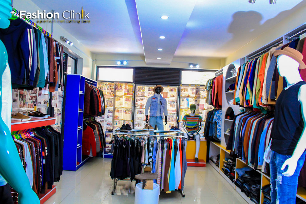 Fashion Clinik Interior Design showing Men's Clothes and setup