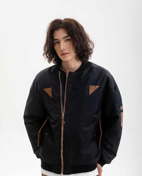 Black Jacket - Brown Patched. Jackets for Cold Weather. Winter Jackets