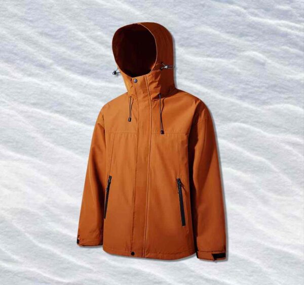 Orange Windbreaker Jacket with a Hoodie