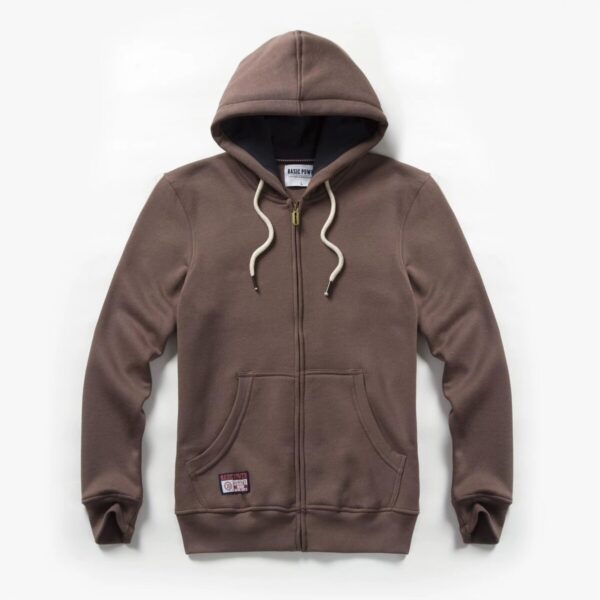 Basic Power Hoodie with Zipper - Brown - Men's Hoodies and Jumpers