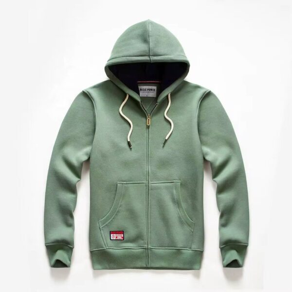 Green Basic Power Hoodie with Zipper