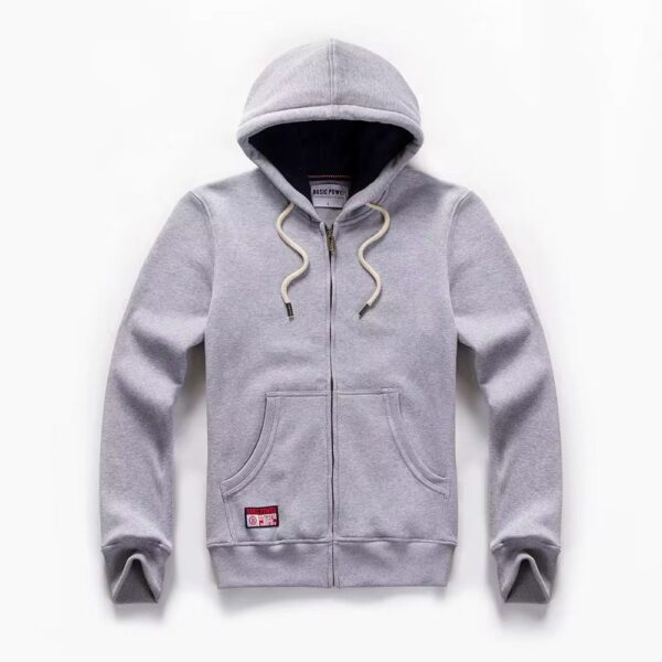 Basic Power Hoodie with Zipper - Grey Hoodies