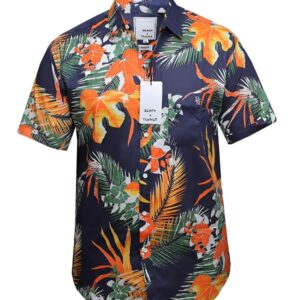 Home 41 Orange Blue Green Shirt - Short Sleeved Beach Wear Shirt