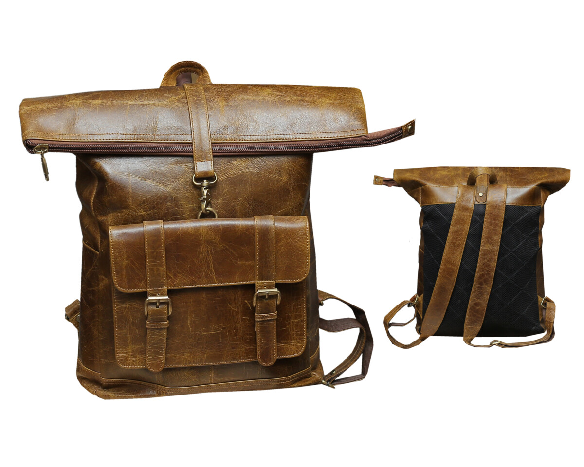 Brown Pouch Leather Bag Backpack 1 Brown Pouch Leather Bag Backpack