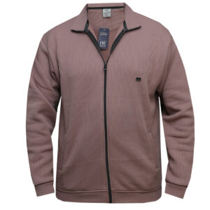 Brown Zip Up Sweater Jacket - Full Collar