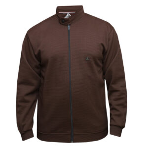 Coffee Brown Zip Up Sweater Jacket - Half Collar