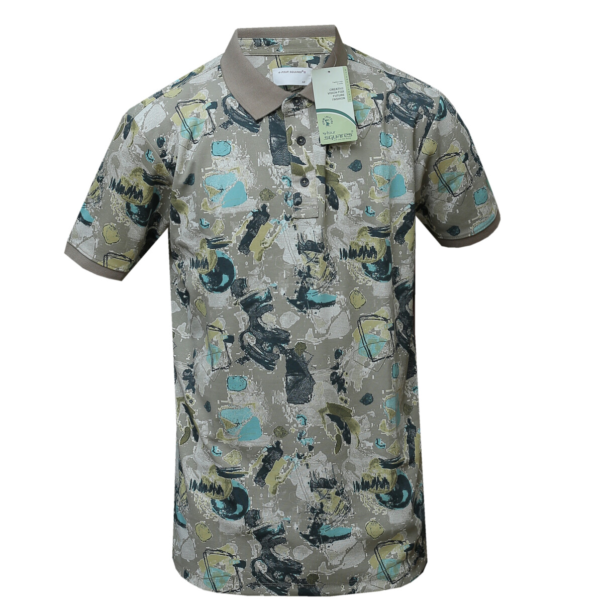 Home 85 Coloured Abstract Green-Blue-Yellow Polo T-Shirt - Men's Casual Wear Polo T-Shirts