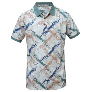 Home 79 Coloured Abstract Green-Blue- Orange Polo T-Shirt - Men's Casual Wear Polo T-Shirts