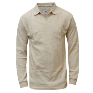 Cream Long Sleeved Polo - Men's T-Shirts in Kampala