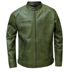 Green Leather Jacket for Men