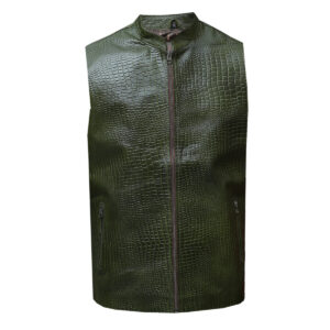 Green Sleeveless Leather Jacket