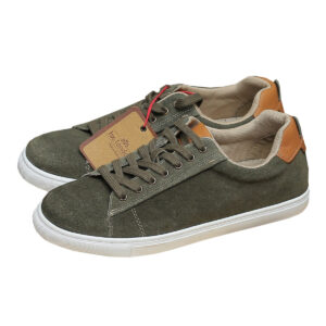 Green Suede Sneaker Shoes with White Sole