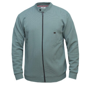 Green Zip Up Sweater Jacket - Half Collar