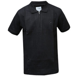 Plain Black Polo T-Shirt with Quarter Zip