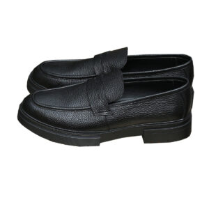 Home 45 Raised Heel Black Leather Loafer Shoes