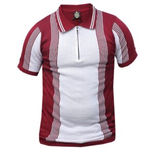 Designer Red & White Knitted Polo T-Shirts for Men. This Knitted T-Shirt gives classy vibes and the white colour makes it even classier because it can blend with a wide range of colours. The design features a quarter zip to enhance your convenience and comfortability.