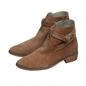Side Strap Buckle Brown Suede Boots - Men's Shoes