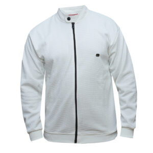 White Zip Up Sweater Jacket - Half Collar