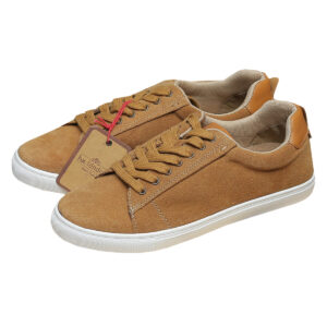 Yellowish-Brown Suede Sneaker Shoes with White Sole