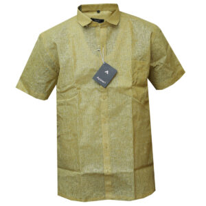 Banana Yellow Stiff Khadi Shirt - Short Sleeved Shirt - Plain Shirt