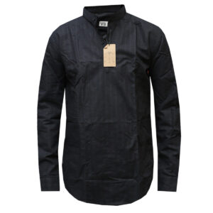 Black Collarless Shirt with T-Shirt Design