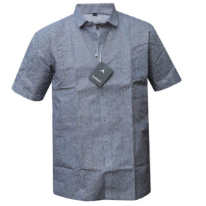 Blue Grey Stiff Khadi Short Sleeved Plain Colour Shirt