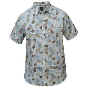 Blue Petals Leafy Short Sleeved Shirt - Beachwear
