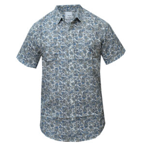 Blue and Gold Design Floral Beach Wear Shirt