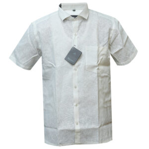 Cream Stiff Khadi Shirt - Short Sleeved Plain Colour Shirt