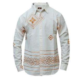 Embroidered Long Sleeved - Cream-Orange Shirt