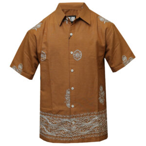 Embroidered Royal African Orange Shirt - Short Sleeved