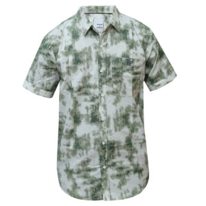 Green & White Tie and Dye Shirt - Short Sleeved Beach Wear Shirt