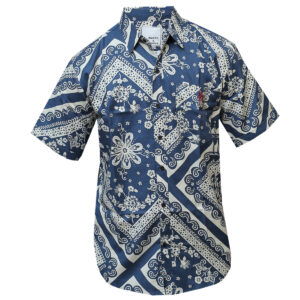 Navy Blue and White Print Beachwear Shirt