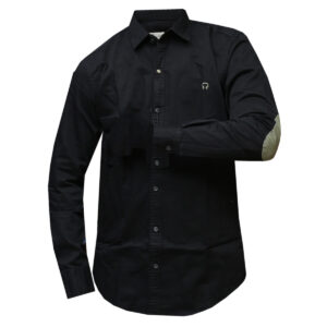 Patched Black Long Sleeved Shirt for Men