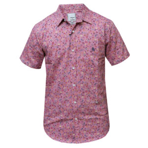 Pink Short Sleeved Floral Beachwear Shirt