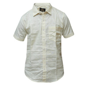 Plain Lemon Yellow Linen Shirt for Men - Short Sleeved