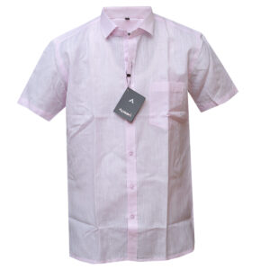 Plain Light Pink Aqua Linen Shirt for Men - Short Sleeved