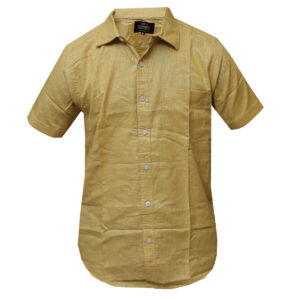 Plain Yellow Linen Shirt for Men - Short Sleeved