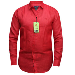 Red Plain Shirt - Long Sleeved Gentle Linen Shirt for Men