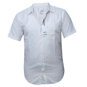 White Shirt with Maroon Little Stripes - Short Sleeve
