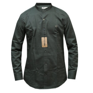 Collarless Shirt for Men - Green Half Collar