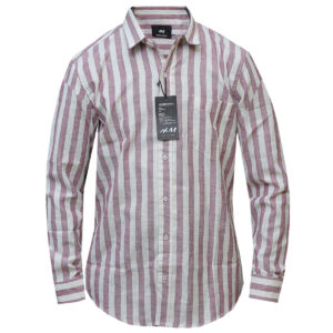 Lavender Shirt with Big White Stripes - Long Sleeved Shirts for Men