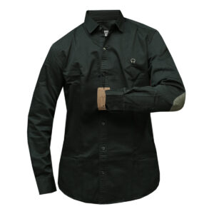 Patched Army Green Long Sleeved Shirt
