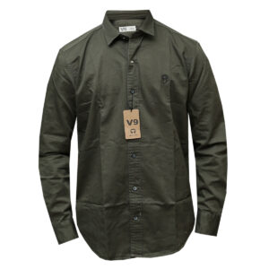 Patched Shirt -Army Green Long Sleeved Shirt