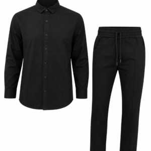 Home 45 Black Linen 2-Piece for Men – Matching Black Shirt and Pant Set