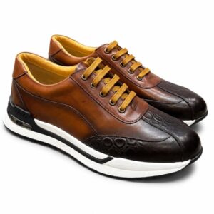 Black Tipped Brown Leather Shoes for Men